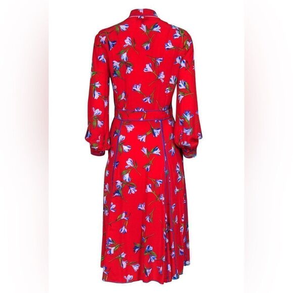 Rag & Bone Hugo Dress Red Size 2 Wrap dress midi floral - Picture 3 of 6